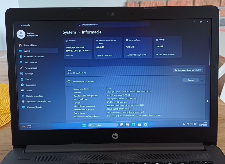 HP, Windows 11, SSD 128 GB, Office 2024