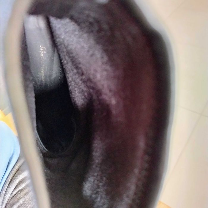 Salvatore Ferragamo - skórzane buty za kostkę na rzeźbionym obcasie