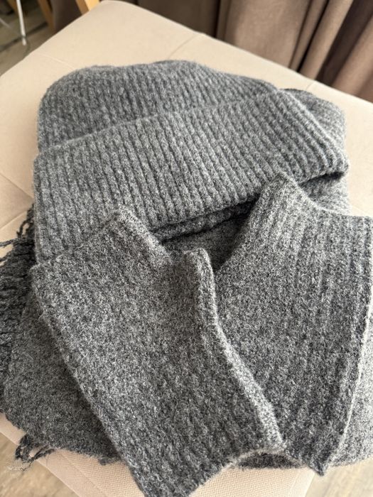 Італійський комплект (шапка, шарф і мітенки) вовна і віскоза