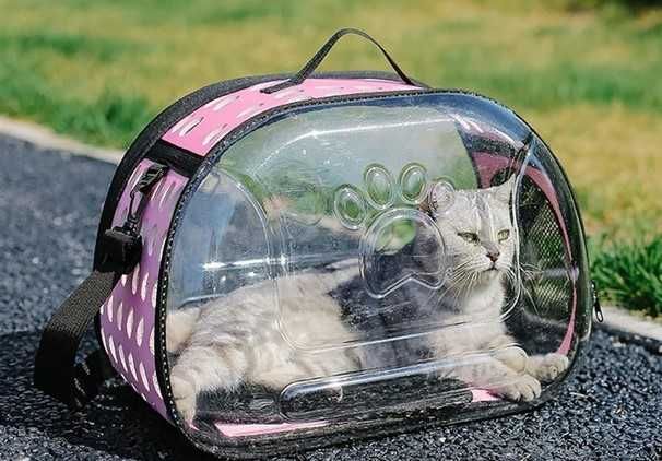 Сумка-переноска для котів і маленьких собак (прозора)