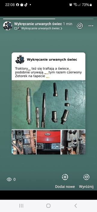Wyciąganie wtryskiwaczy , świece gwinty
