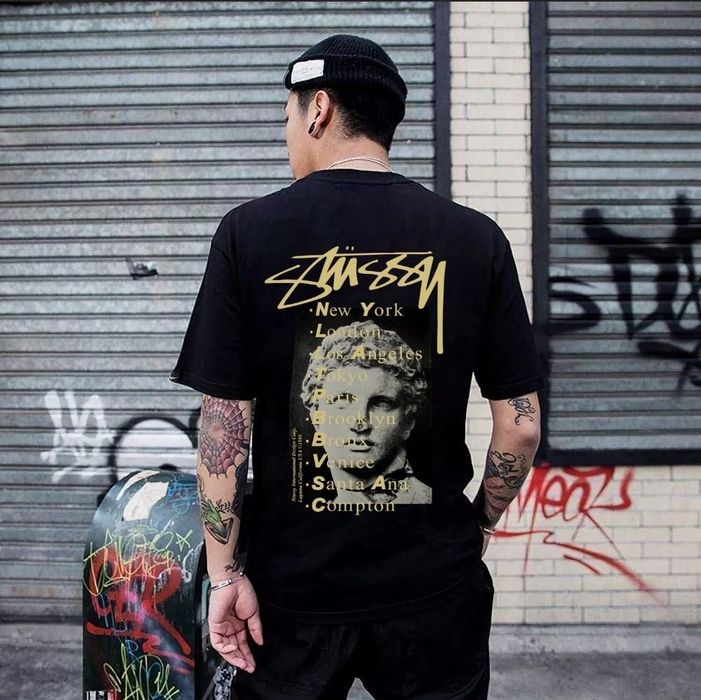 АКЦІЯ! Стильна чорна футболка Stüssy S-XL | Оверсайз футболка стусси