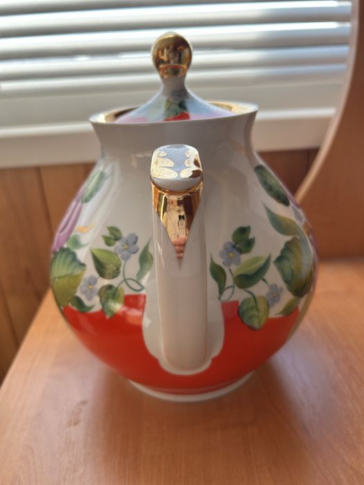 Великий доливний чайник,СФЗ,ручний розпис.