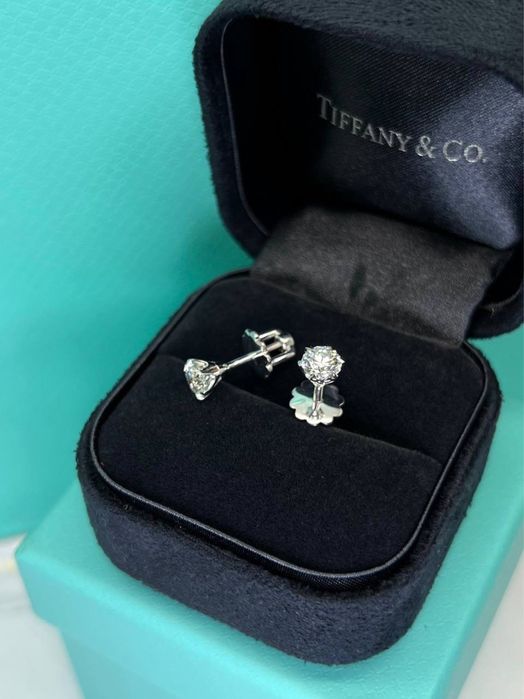 Сережки пусети з діамантами 1.20ct  Біле золото 750 проба