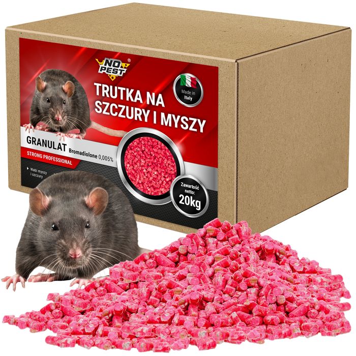 Trutka na szczury i myszy No Pest® pelet Bromadiolone 20kg Hurt /detal