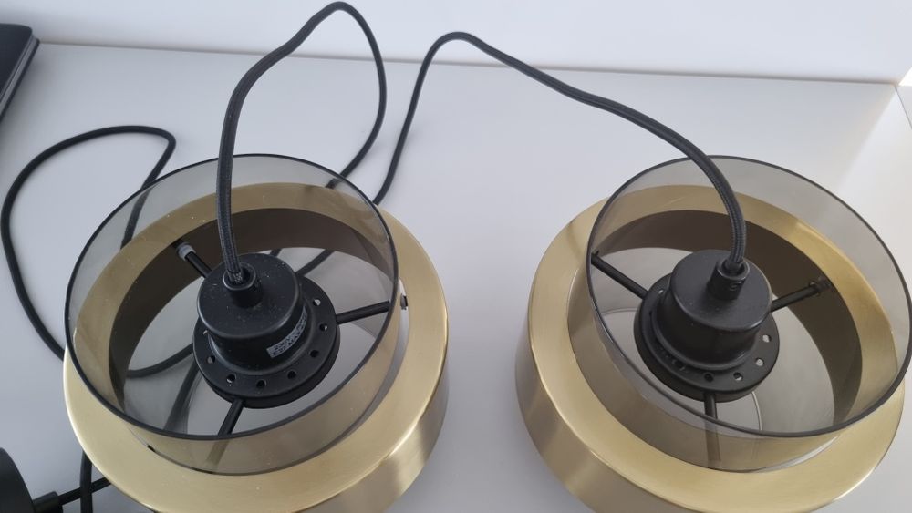 2 szt. Lampy wiszące dymione złota Nowe