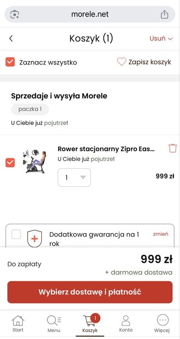 Rower stacjonarny - Zipro Easy magnetyczny