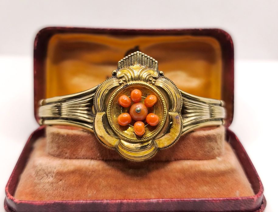 śliczna dawna złota bransoletka Biedermeier 1860r. srebro złocone