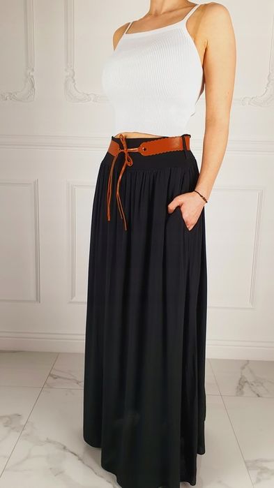 Zwiewna Długa Spódnica Maxi Do Kostek Boho Damska