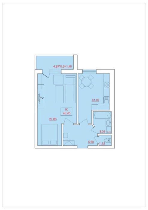 2-кімнатна квартира за адресою просп. Голосіївський (площа 47 м²) - Atlanta.ua - фото 4