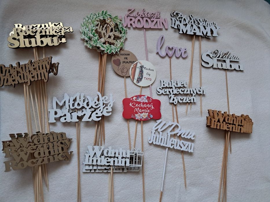 Topper do tortu/ drewniane piki