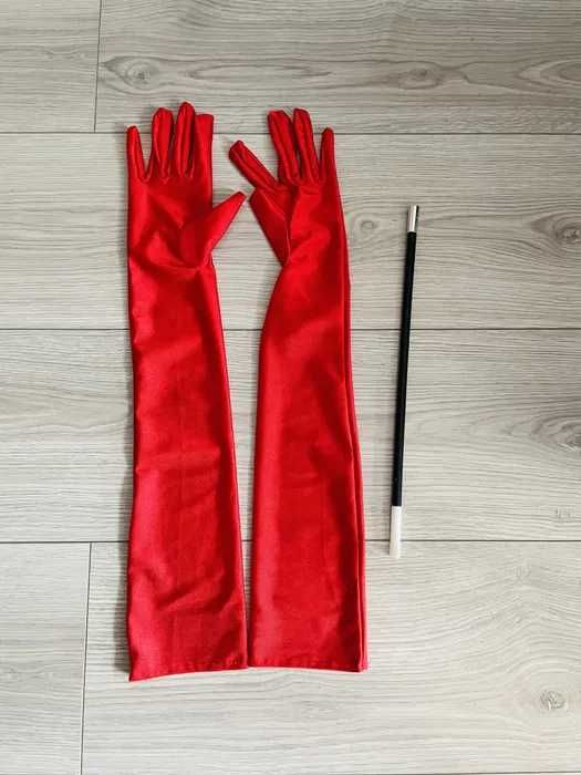 Rękawiczki czerwone długie + cygaretka.