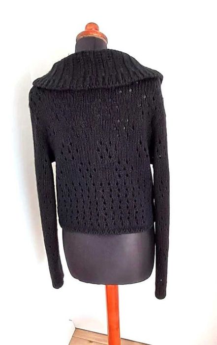 Czarny ażurowy sweter kardigan  vintage grunge M L XL