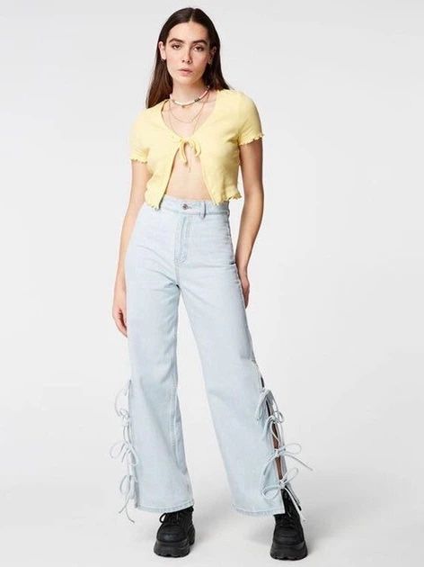 Джинси wide leg з звʼязками