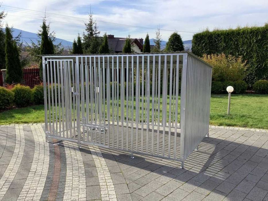 Kojec boks dla psa 3x2 ocynk; mocny profil + uchwyty na miski GRATIS