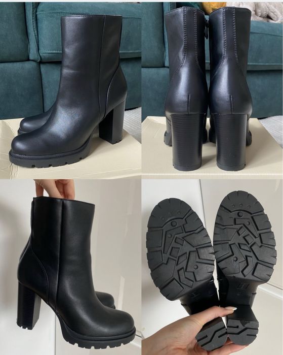 NOWE botki wiosenne jesienne 41 czarne buty Clara Barson