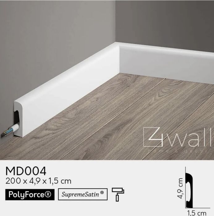 Listwa biala przypodlogowa matowa