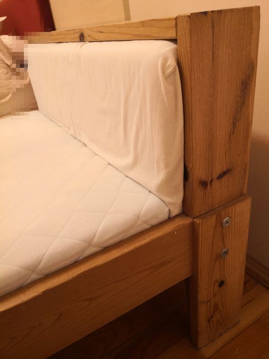 Łóżeczko drewniane rozkładane 140-210x80