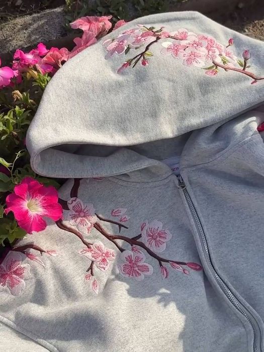 Sakura Cherry Blossom зіп-худі оверсайз / зип худи Сакура / Sakura Cherry Blossom zip hoodie