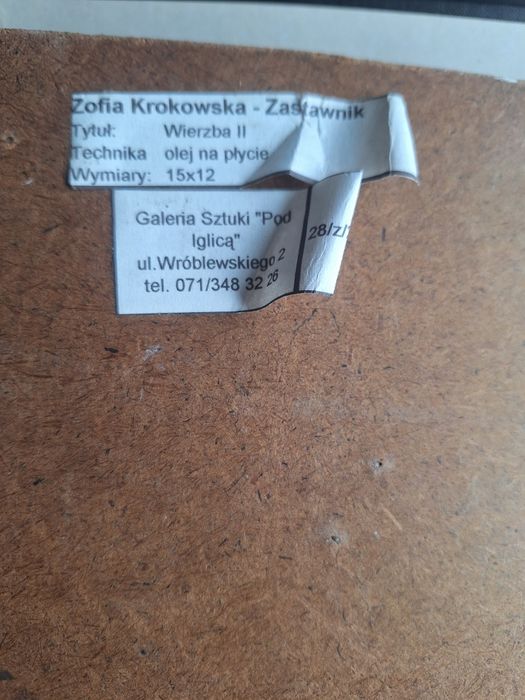 Zofia Krokowska-Zastawnik  olej "Wierzba II"