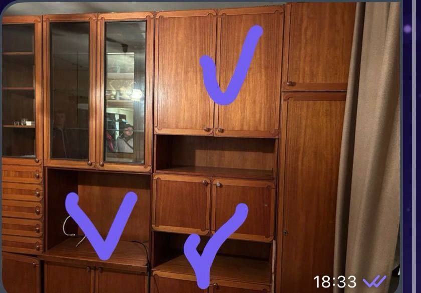 Віддам безкоштовно шафу і стінку все що позначене фіолетовим