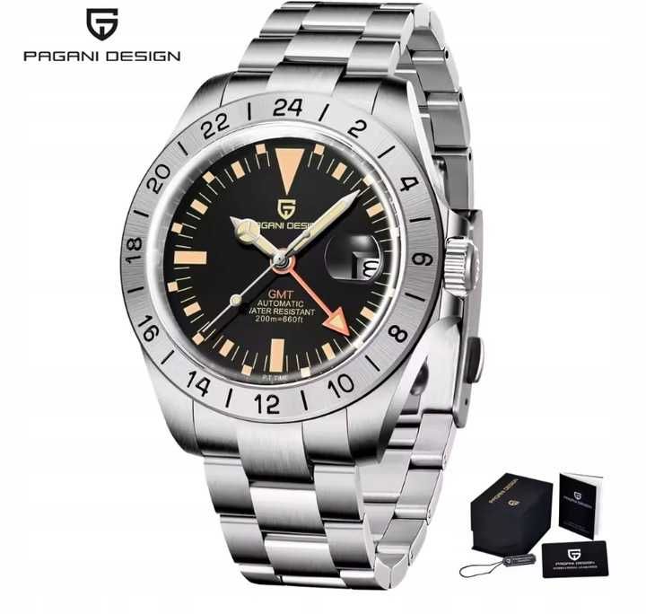 Zegarek automatyczny Pagani Design 1693| czarny 20 Bar Szafir G102