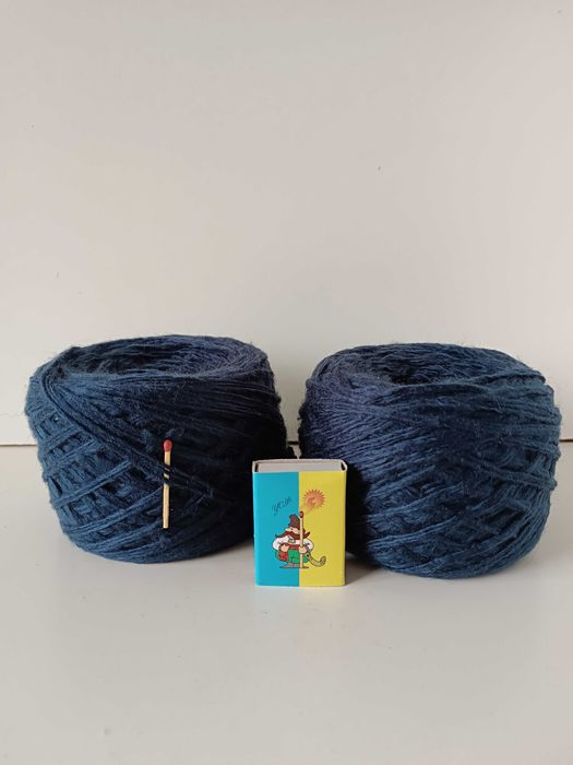 пряжа нитки для в'язання гачком спицями синя 322 г вовна акрил секонд