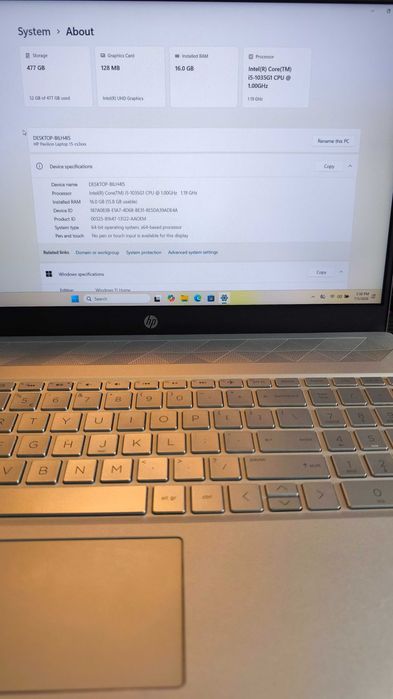 Laptop HP Pavilion 15 i5-1035G1/16GB RAM/512GB SSD/Win11 15-cs3004nw
