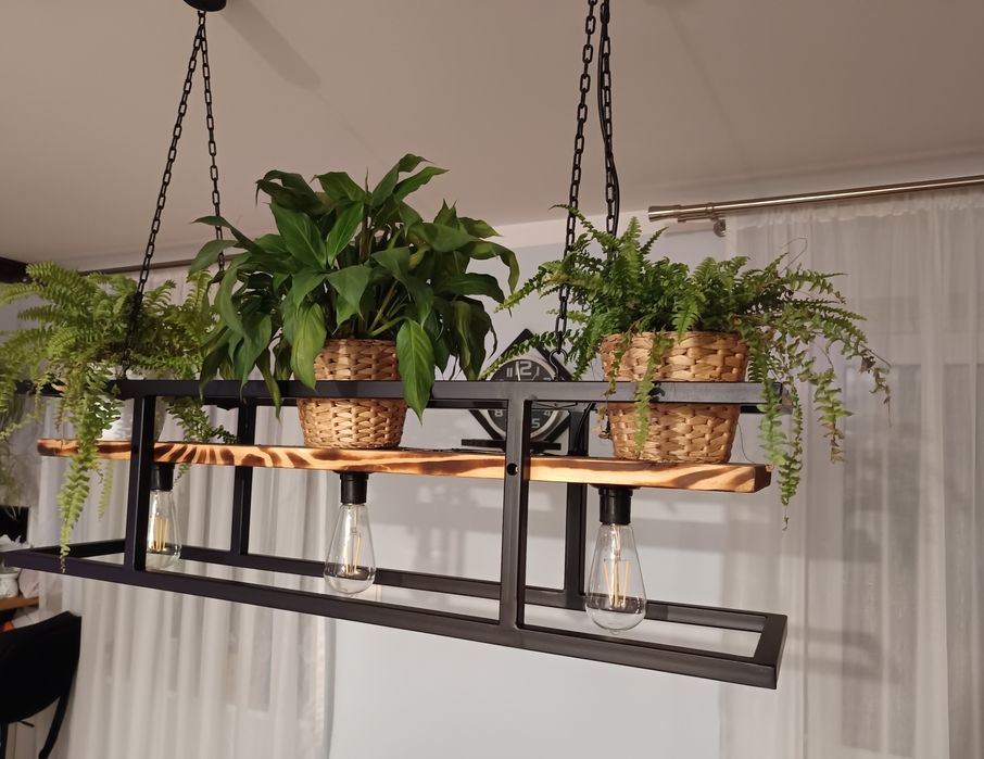 Lampa loft z półką na kwiaty