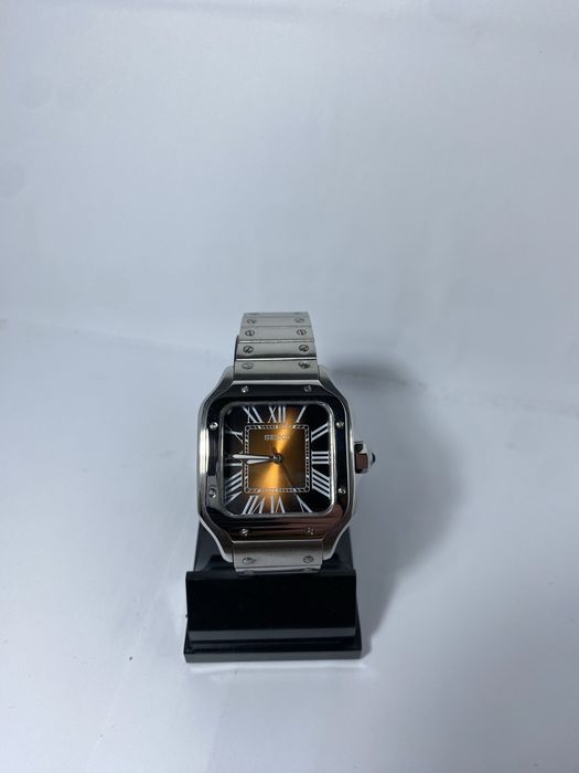 Zegarek automatyczny Seiko Mod santos cartier brazowo czarny nh35!!
