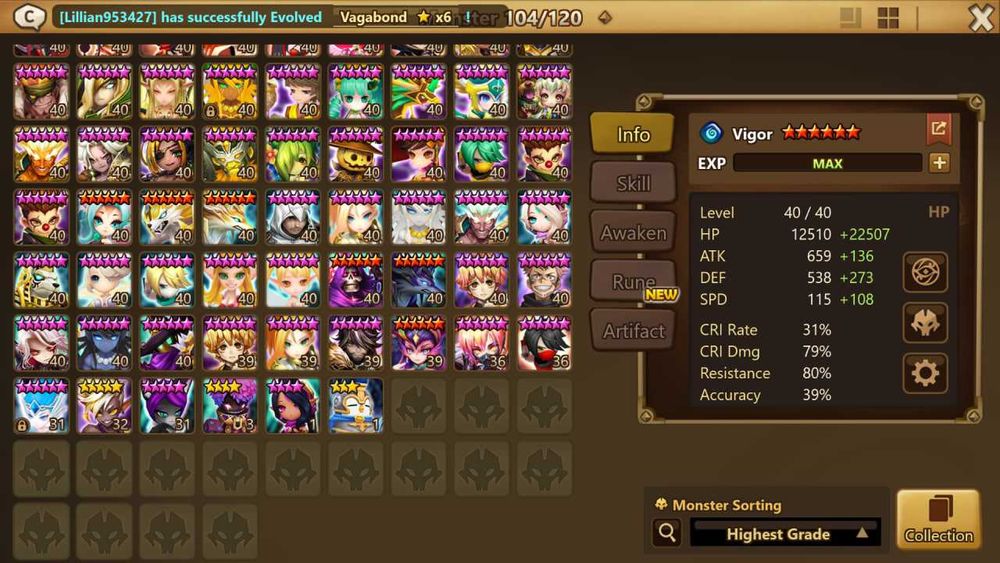 Акаунт Summoners War. 9 років Акаунту, 120шт 40лвл персонажів.