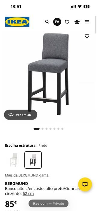 2x Ikea Bergmund Bar Stools