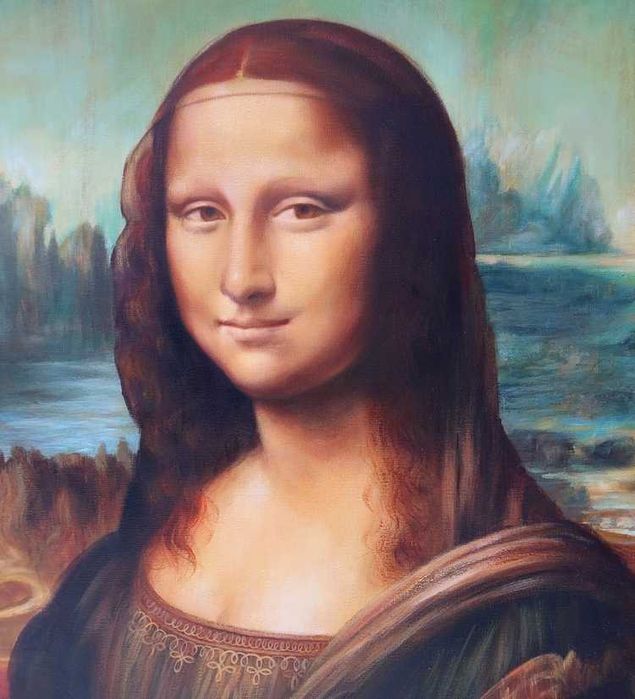 Obraz malowany kopia Leonarda da Vinci MONA LISA na prezent rama