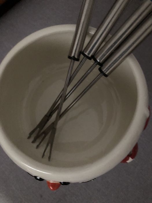 Fondue Taca para derreter chocolate e talheres
