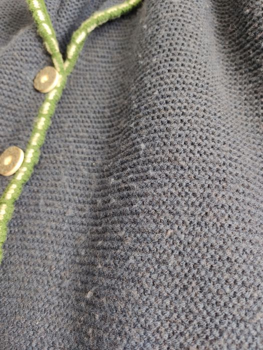 Bawarski sweter kardigan styl folk 30% wełna granatowy 54
