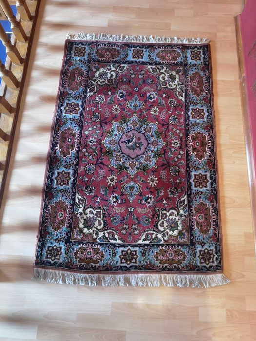 Tabriz dywan, wełna z jedwabiem, sygnowany, rozetowy, antyk