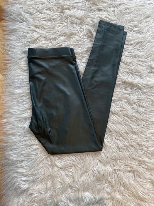 legginsy skórkowe butelkowa zieleń Terranova wysoki stan S