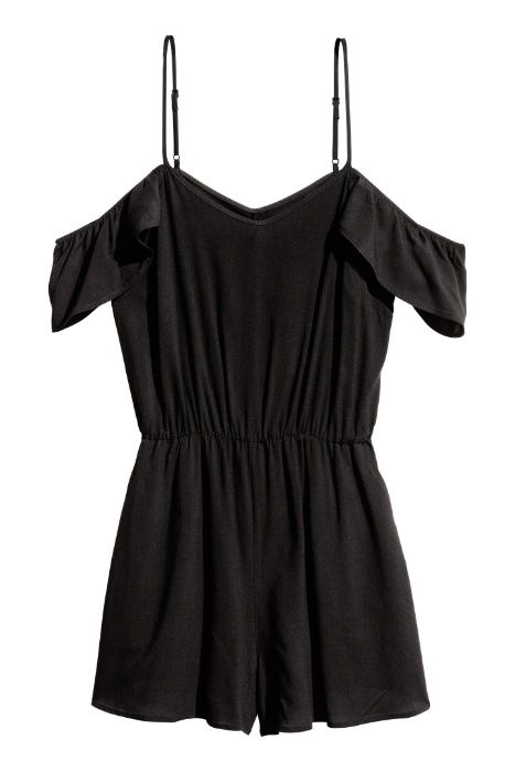 Krótki czarny kombinezon cold shoulder H&M r. 34