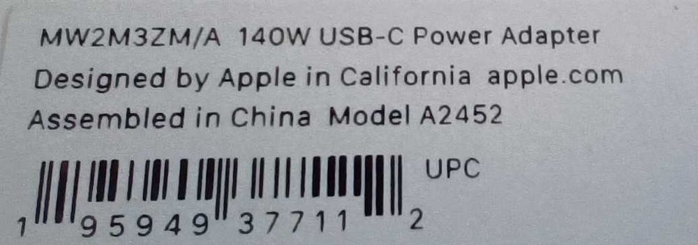 Apple zasilacz/ładowarka 140W A2452 Oryginalny Nowy