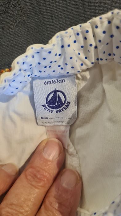 Conjunto de calças+ Top em linho bordado à mão tam. 0-6 Meses