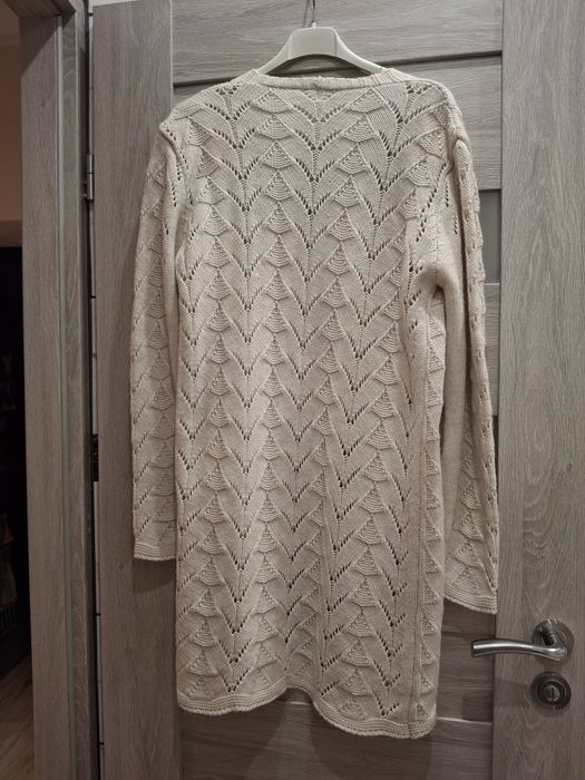 Sweterek włoski kardigan ażurowy beżowy 40/42