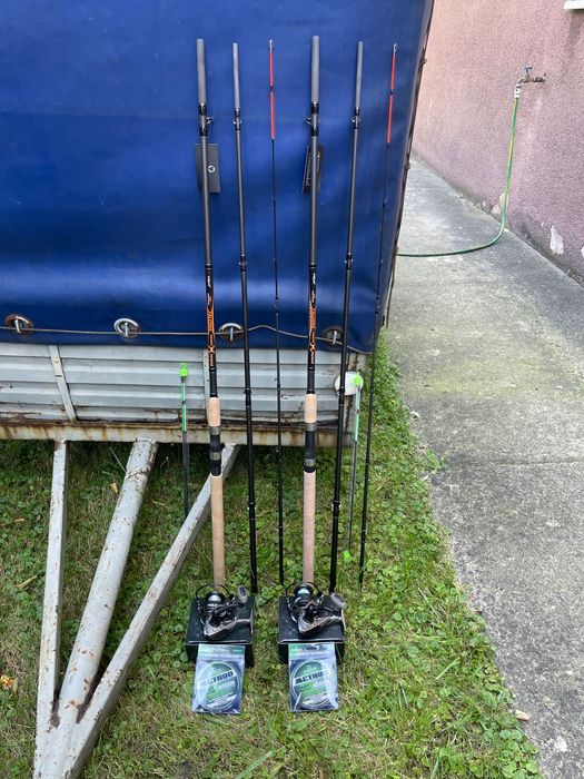 2x wędka feeder  węglowa 3.6m + 2x kołowrotek + 2x żyłka