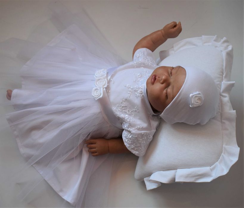 4 częściowy komplet ubranko strój do chrztu wiosna lato nowy