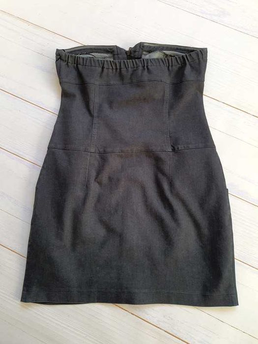Sukienka jeansowa mini bez ramion gorsetowa