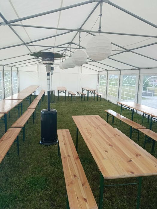 Wynajem, wypożyczanie: namiotów, krzeseł, stołów, pokrowców, obrusów