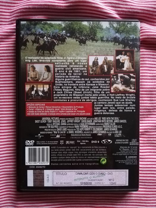 Dvd do filme "Cavalgar com o Diabo" (portes grátis)