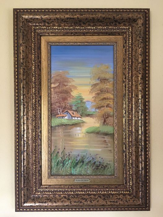 Quadro pintado a oleo campestre