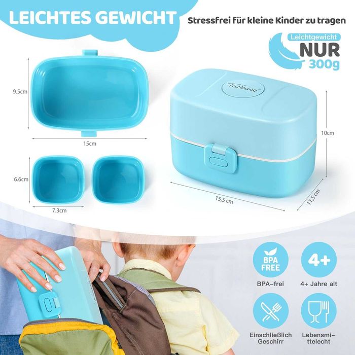 TUSEASY Pudełko śniadaniowe dla dzieci z przegródkami
