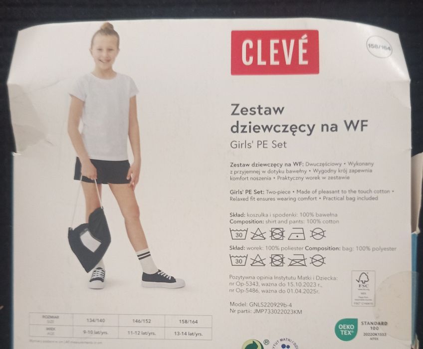 Zestaw na w-f dziewczęcy, strój gimnastyczny 158/164 nowy