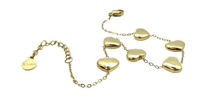 Bransoletka złota 6 serc stal chirurgiczna